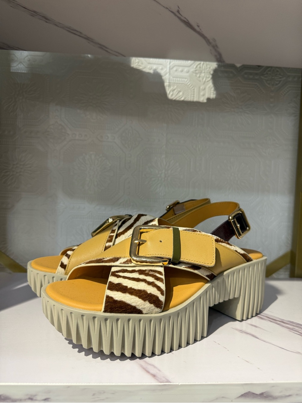 4ccccees Pila Juno - Zebra-Print Platform Sandals  with Buckle Accent